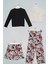 4'lü Batik Desen Çicek Tshirt Pantolon Şort Siyah Takım 2