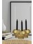 Şamdan Dekoratif Mumluk Altın Şamdan Set 3 Lü (Üçlü) Tealight Ve Uzun Mum Uyumlu Kesik Model 4