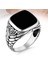 925 Ayar Gümüş Dikdörtgen Siyah Oniks Taşlı Sade Erkek Yüzük 2