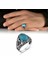 925 Ayar Gümüş Kapşon Kesim Firuze Taşlı Serçe Parmak Erkek Yüzük 1