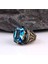 925 Ayar Blue Topaz Taşı Gümüş Erkek Yüzük Silver 3