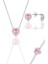 Gümüş Rodyumlu Pembe Taşlı Pırlanta Modeli Kalp Kolye, Küpe, Bileklik Üçlü Set SGTL12211PEMBE 1