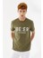 Beer Oclock Baskılı Bisiklet Yaka Regular Fit Tişört Haki 3