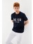 Beer Oclock Baskılı Bisiklet Yaka Regular Fit Tişört Lacivert 4