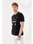 Money Boykot Baskılı Bisiklet Yaka Regular Fit Tişört Siyah 4