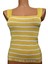 Sarı Beyaz Çizgili Kare Yaka Atlet Triko Crop S / M / L Beden Uyumlu 1