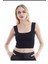 Siyah Kare Yaka Atlet Triko Crop S / M / L Beden Uyumlu 1