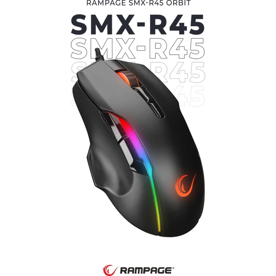RaMPage SMX-R45 ORBIT RGB Ledli Makrolu 6400 DPi Drag Click Gaming Pro Oyuncu Mouse