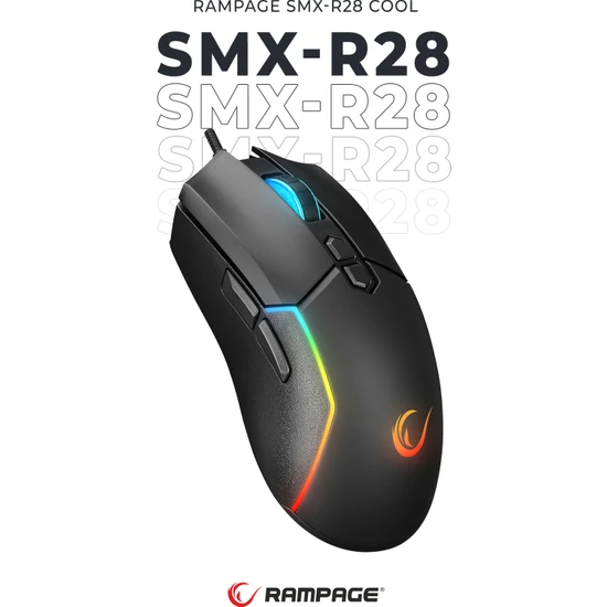 Rampage SMX-R28 Cool Rgb Işıklı + Macro 7200DPI / 1000hz Gaming Oyuncu Mouse Profesyonel Mouse