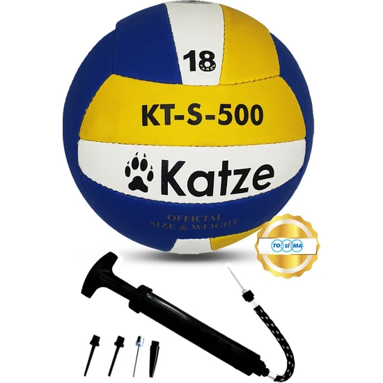 Tosima Katze KT-S-500 El Dikişli Voleybol Topu Profesyonel Soft Touch 5 Numara Pompa Hediyeli