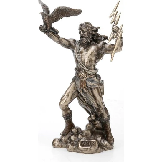 Veronese Şimşek Tutan Mitolojik Zeus Figürü 21 cm