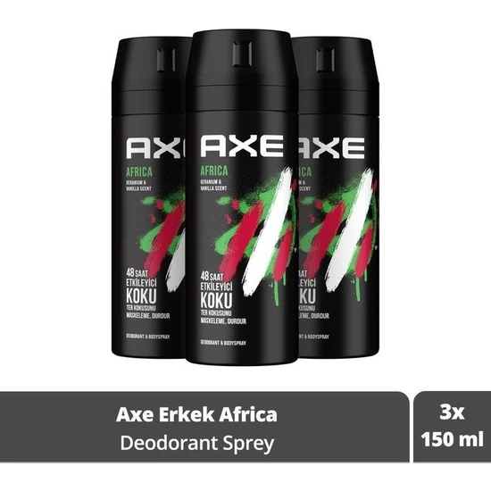 Axe Men Deodorant Africa 150 ml - 3'lü Paket