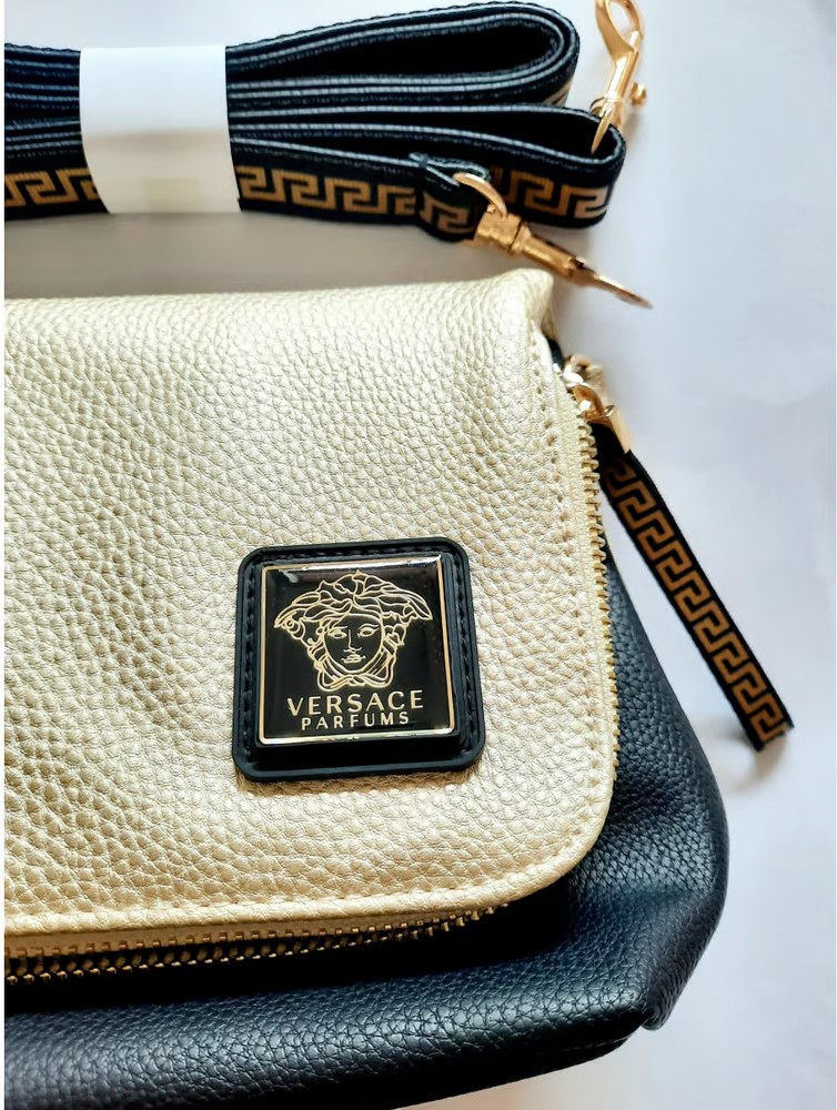 Versace Clutch Crossbody Bileklik Çantası Ikonik Greca Key & Medusa Altın Siyah Nıp görsel 2