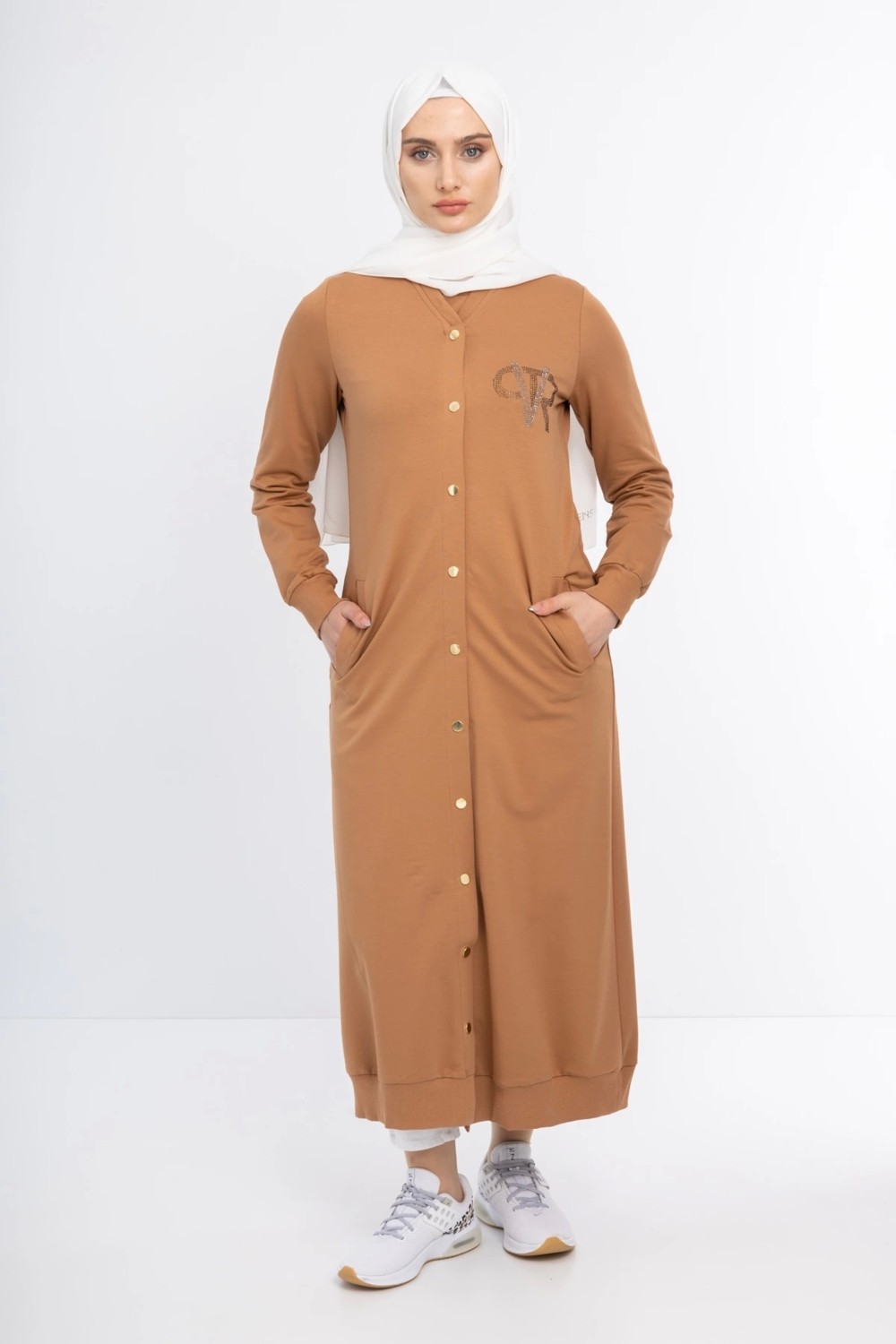 PUREVA Çıtçıtlı Ince Ipeksi Iki Iplik Kap - Camel görsel 2