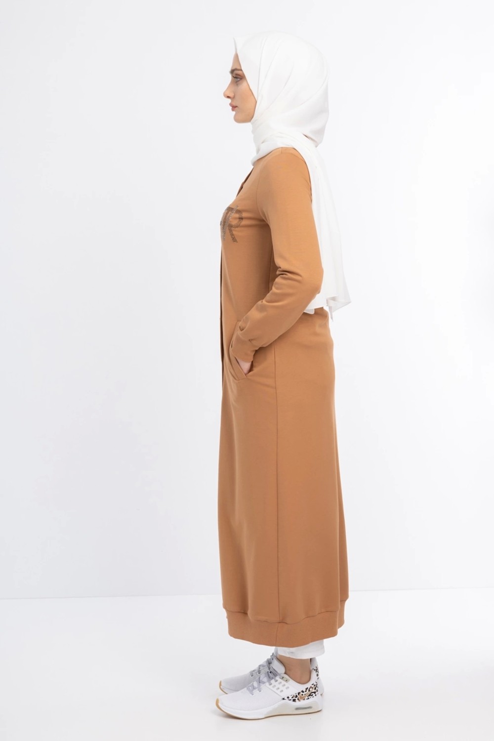 PUREVA Çıtçıtlı Ince Ipeksi Iki Iplik Kap - Camel görsel 3
