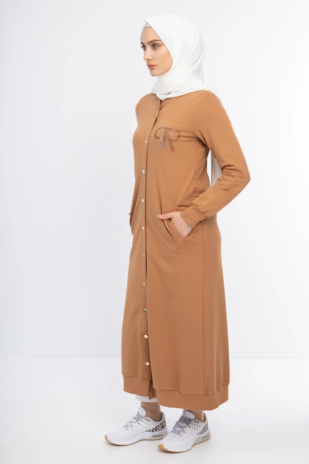 PUREVA Çıtçıtlı Ince Ipeksi Iki Iplik Kap - Camel görsel 4