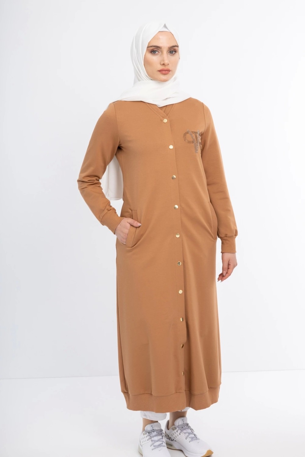 PUREVA Çıtçıtlı Ince Ipeksi Iki Iplik Kap - Camel görsel 5