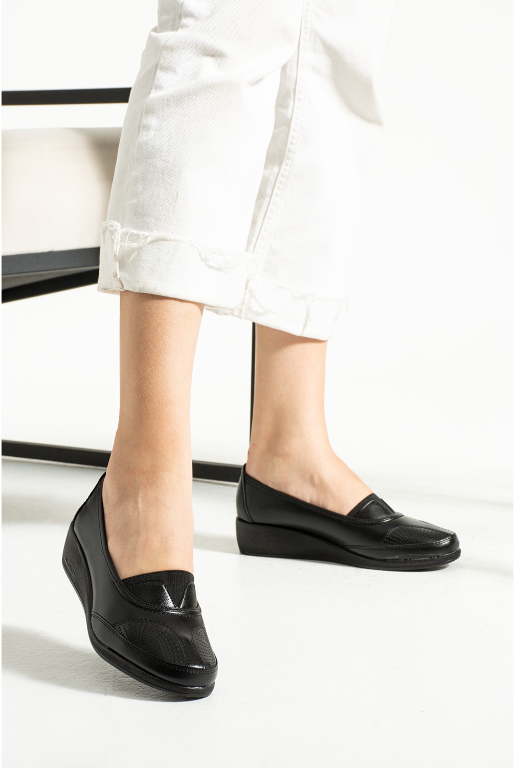 Kaof Shoes Kadın Siyah Anne Babet Ayakkabı Anne Ayakkabısı Kadın Günlük Ayakkabı Kadın Klasik Ayakkabı Anne Ayakkabı Ayzen görsel 7