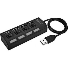 Alfais 4863 4 Port USB 2.0 Hub Çoğaltıcı Çoklayıcı Switch Işıklı Anahtarlı