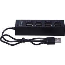 Alfais 4863 4 Port USB 2.0 Hub Çoğaltıcı Çoklayıcı Switch Işıklı Anahtarlı