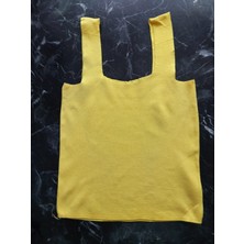 Pembecin Sarı Kare Yaka Atlet Triko Crop S / M / L Beden Uyumlu