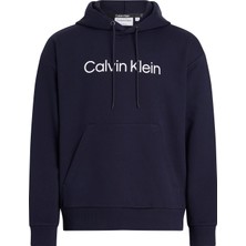 Calvin Klein Kapüşon Yaka Mavi Erkek Sweatshırt K10K111345CHW