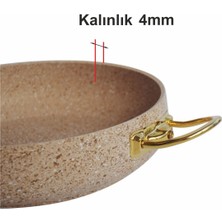 Altın Renk Kulplu Granit Karnıyarık Tencere -28 cm