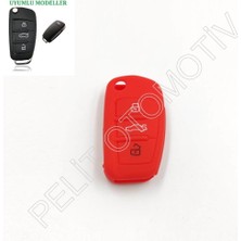 Pelit Otomotiv Audi Q3 Q5 Q7 Anahtar Kılıfı Silikon Kırmızı