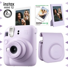 Fujifilm Instax Mini 12 Lila Fotoğraf Makinesi-10'lu Film-Çerçeve ve Deri Kılıf Seti