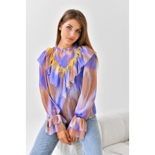 Ftz Women Kadın Şifon Bluz Mor 30467