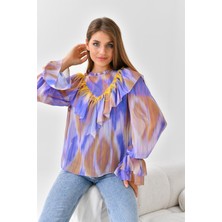 Ftz Women Kadın Şifon Bluz Mor 30467