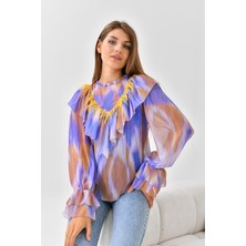 Ftz Women Kadın Şifon Bluz Mor 30467