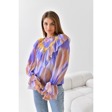 Ftz Women Kadın Şifon Bluz Mor 30467