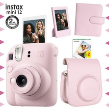 Fujifilm Instax Mini 12 Pembe Fotoğraf Makinesi-20'li Film-Çerçeve-Kare Albüm ve Deri Kılıf Seti