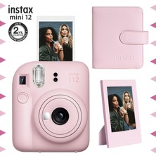 Fujifilm Instax Mini 12 Pembe Fotoğraf Makinesi-Çerçeve ve 64'lü Kare Albüm Seti