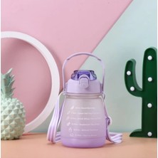 Durable 1300 Ml Purple Motivasyon Çocuk Matarası Suluk Bpa Free Su Matarası