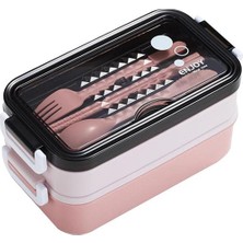 Qixun 1 Adet Çift Katmanlı Öğle Yemeği Konteyner Bento Kutusu Sızdırmaz Lunchbox Çözüm Pembe (Yurt Dışından)