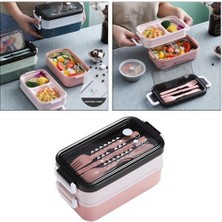 Qixun 1 Adet Çift Katmanlı Öğle Yemeği Konteyner Bento Kutusu Sızdırmaz Lunchbox Çözüm Pembe (Yurt Dışından)