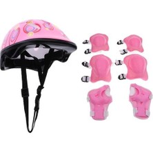 Qixun Çocuklar Bisiklet Kask Kaykay ile Set, Dağ Bisikleti (1x Kask + 2x Ped ve Pembe (Yurt Dışından)