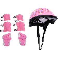 Qixun Çocuklar Bisiklet Kask Kaykay ile Set, Dağ Bisikleti (1x Kask + 2x Ped ve Pembe (Yurt Dışından)