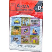 Arma Baskılı Mini Blok Poşet Torba - No : 0 - 20X30 Cm. - Beyaz - 100 Adetlik 10 Paket