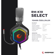 Rampage RM-K50 Select USB 7.1 RGB Mikrofonlu Kulaklık Siyah