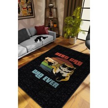 Homshtag Kedi Babası Siyah Salon Halısı Kedi Sever Halı Kedi Figürlü Oturma Odası Halısı