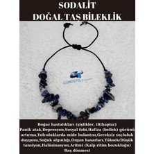 Gümüştel El Sanatları Doğal Kırık Taş Sodalit Taşı Bileklik Asansörlü Kilit Sistemi