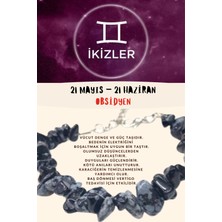 Gümüştel El Sanatları Sertifikalı Burç Taşı Ikizler Burcu Obsidyen Taşı Bileklik