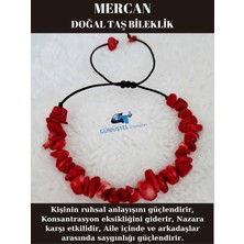 Gümüştel El Sanatları  Doğal Kırık Taş Mercan Taşı Bileklik Asansörlü Kilit Sistemi