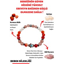 Gümüştel El Sanatları Bebek Doğal Taş Unisex Tılsım Bilekliği (Aytaşı Gül Kuvars Kırmızı Akik Bileklik)