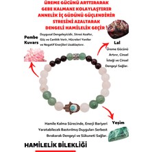 Gümüştel El Sanatları Hamilelik Doğal Taş Kadın Tılsım Lal Garnet Pembe Kuvars Yeşim Doğaltaş Bileklik