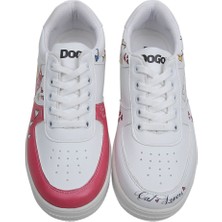Kadın Vegan Deri Beyaz Sneakers - Cat Lovers Tasarım