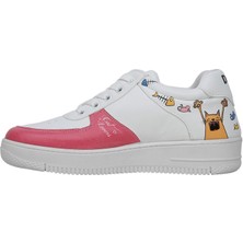 Kadın Vegan Deri Beyaz Sneakers - Cat Lovers Tasarım